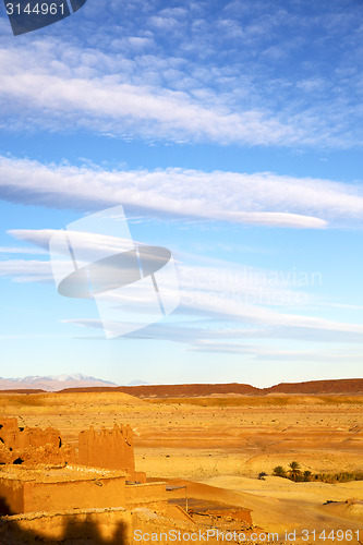 Image of hill  in morocco the old    historical village brick wall