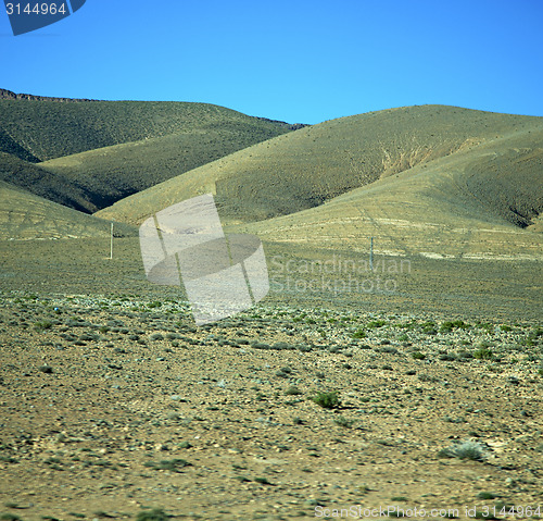 Image of valley hill   in   africa morocco the atlas dry mountain ground 