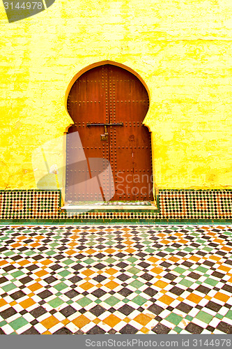 Image of historical in  antique building door morocco style africa   wood