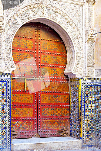 Image of historical in  antique building door morocco style africa   wood