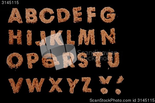 Image of alphabet from bread 