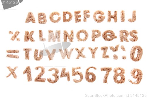 Image of alphabet from bread 