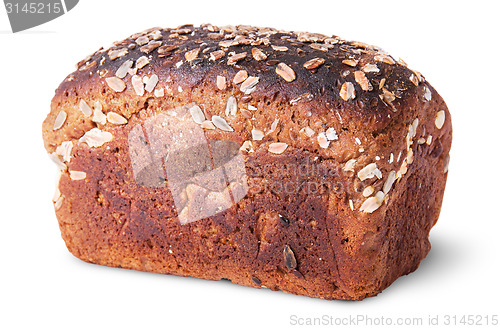 Image of Unleavened black bread with seeds rotated top view