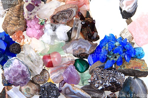 Image of color minerals and gems collection 