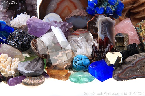 Image of color minerals and gems collection 