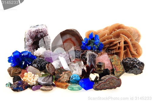 Image of color minerals and gems collection 