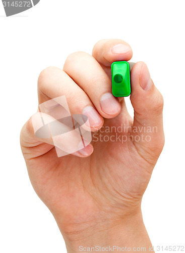 Image of Hand Holding Green Marker 