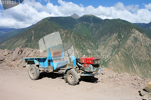 Image of Small chinese tractor in Tibet