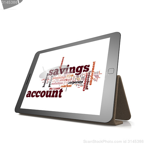 Image of Savings account word cloud on tablet