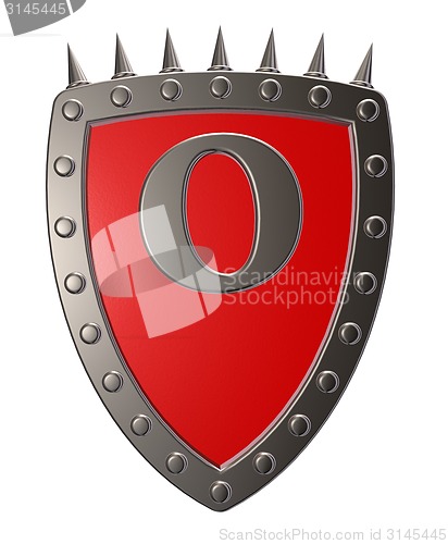 Image of shield with letter o
