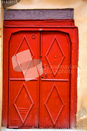 Image of historical marble  in  antique building door morocco      style 