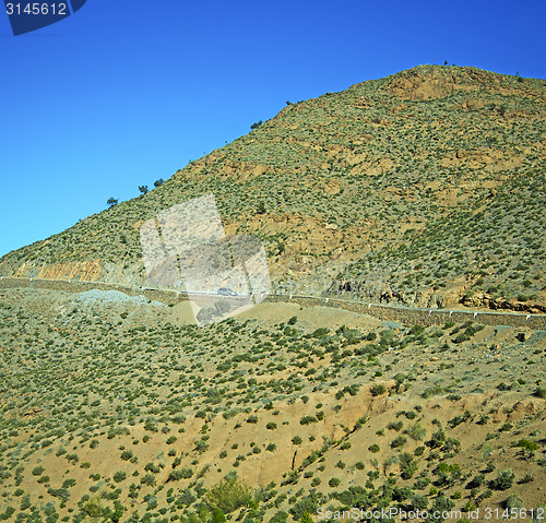 Image of hill in   africa morocco the atlas valley dry mountain ground is