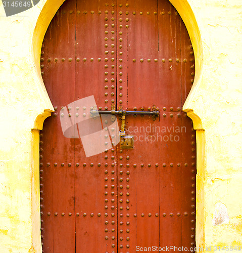 Image of historical in  antique building door morocco style africa   wood