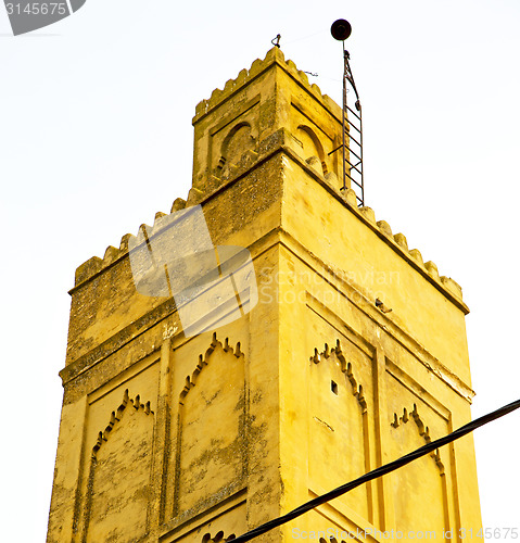 Image of  muslim   in  mosque  the history  symbol morocco  africa  minar