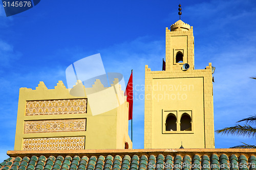 Image of  the history  symbol  in morocco  green roof tile red flag