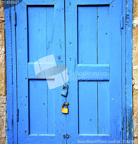 Image of  window in morocco africa and old  blue