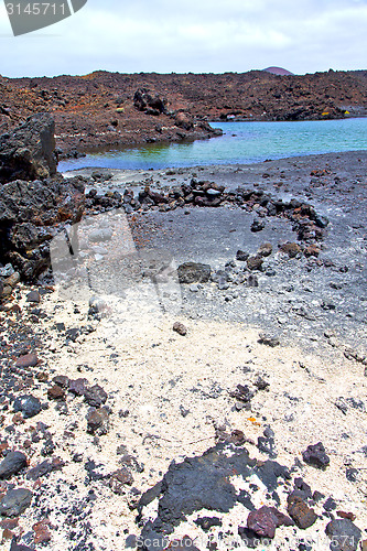 Image of hervideros  in white coast lanzarote    water  and summer 