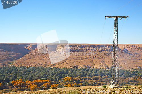 Image of   utility pole in africa morocco energy and distribution pylon