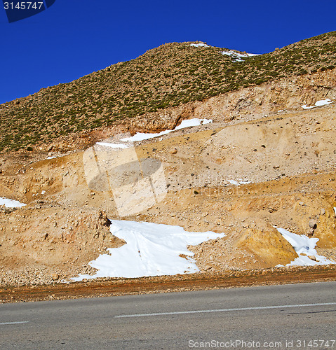 Image of hill in   africa morocco the atlas valley dry mountain ground is