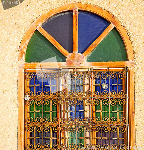 Image of  window in morocco africa and old construction wal brick histori