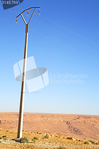 Image of   utility pole in africa morocco energy and distribution pylon