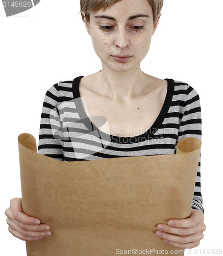 Image of Woman holding a paper