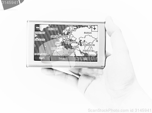 Image of GPS in a man hand.