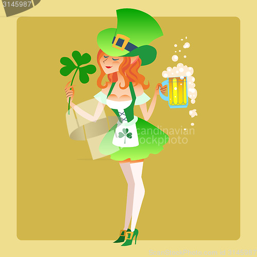 Image of Girl elf green costume St. Patrick day