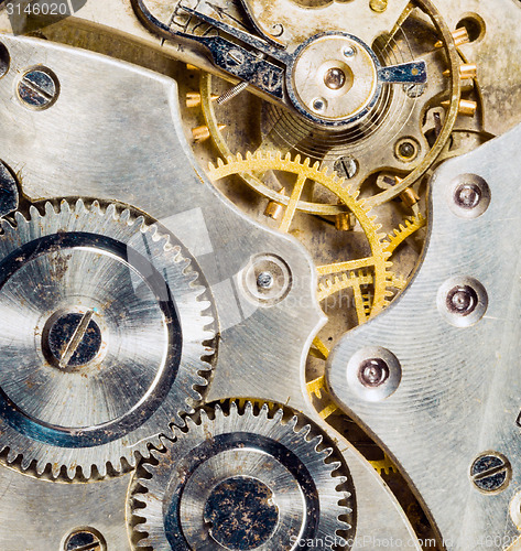 Image of Gold Silver Antique Vintage Pocket Watch Body Gears 