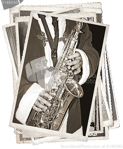 Image of Vintage photos with saxophonist