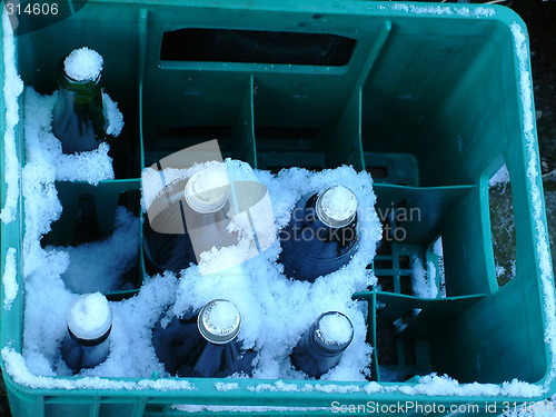 Image of bottles in the snow