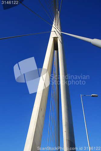 Image of Details of Ada bridge tower in Belgrade, Serbia