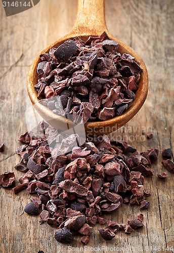 Image of spoon of crushed cocoa beans