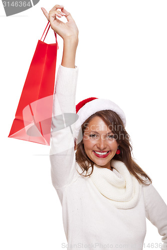 Image of Happy vivacious Christmas shopper