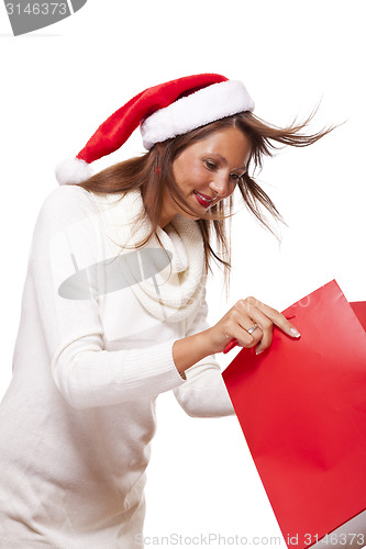 Image of Happy vivacious Christmas shopper