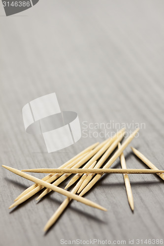 Image of Pile of wooden toothpicks