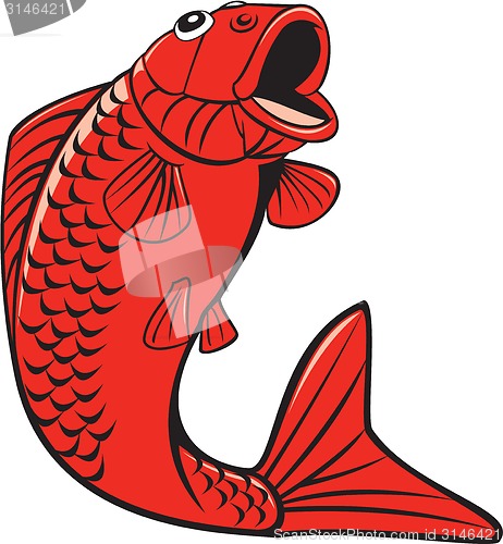 Image of Koi Nishikigoi Carp Fish Jumping Cartoon