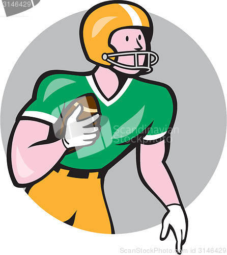 Image of American Football Player Rusher Circle Retro