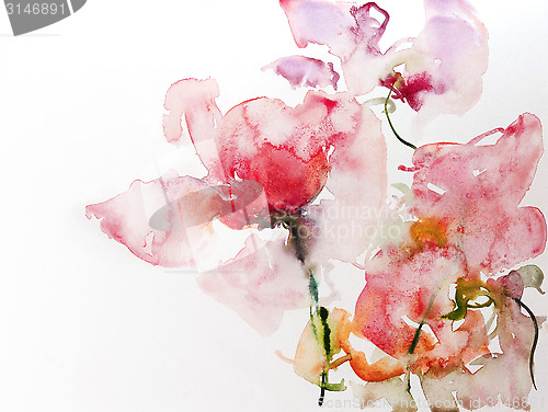Image of watercolor flowers on paper
