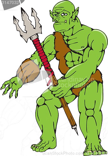 Image of Orc Warrior Monster Trident Cartoon