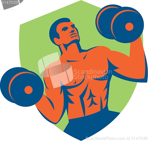Image of Strongman Crossfit Lifting Dumbbells Shield Retro
