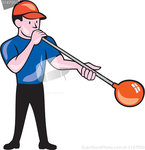 Image of Glassblower Glassblowing Isolated Cartoon 