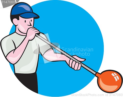 Image of Glassblower Glassblowing Cartoon Circle