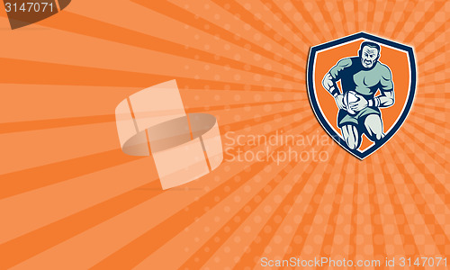 Image of Business card Rugby Player Running Attacking Shield Retro