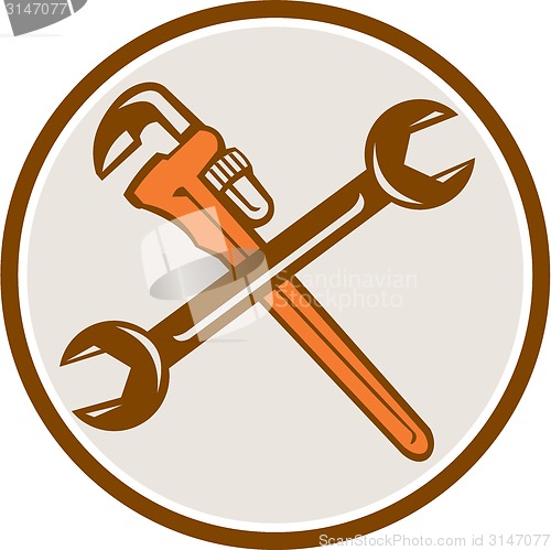 Image of Spanner Monkey Wrench Crossed Circle Retro