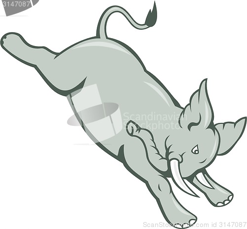 Image of Elephant Jumping Bucking Isolated Cartoon