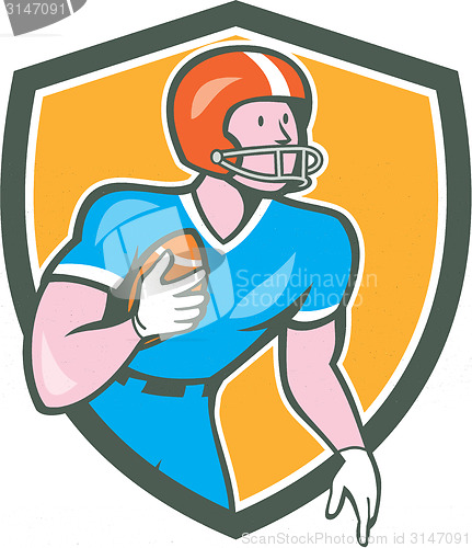 Image of American Football Player Rusher Shield Retro