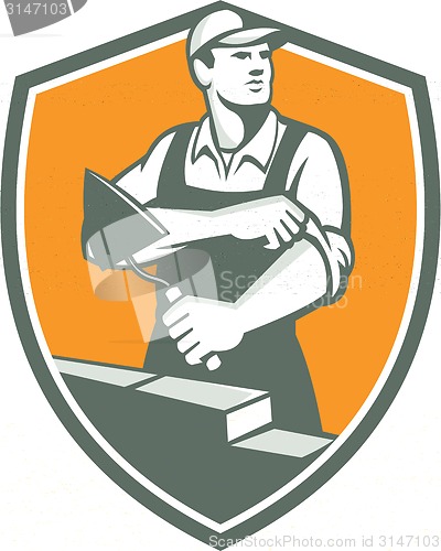 Image of Tiler Plasterer Mason Trowel Shield Retro