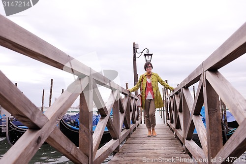 Image of Beautiful woman in Venice