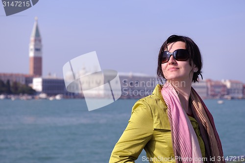 Image of Beautiful woman in Venice